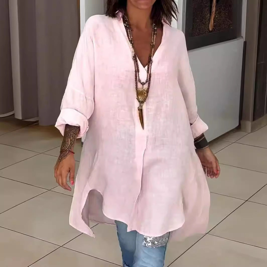 Rozalina - Elegante Camisa Con Cuello En V