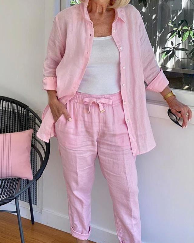 Henna - Conjunto de Camisa de Manga Larga y Pantalones