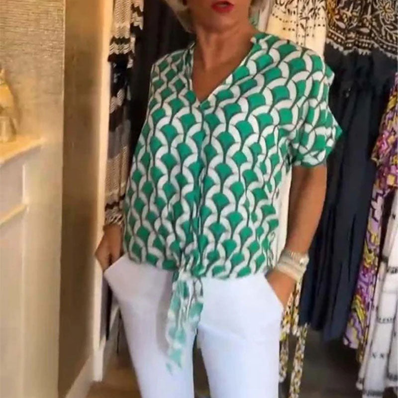 Naskia - Blusa De Manga Corta Con Cuello En V