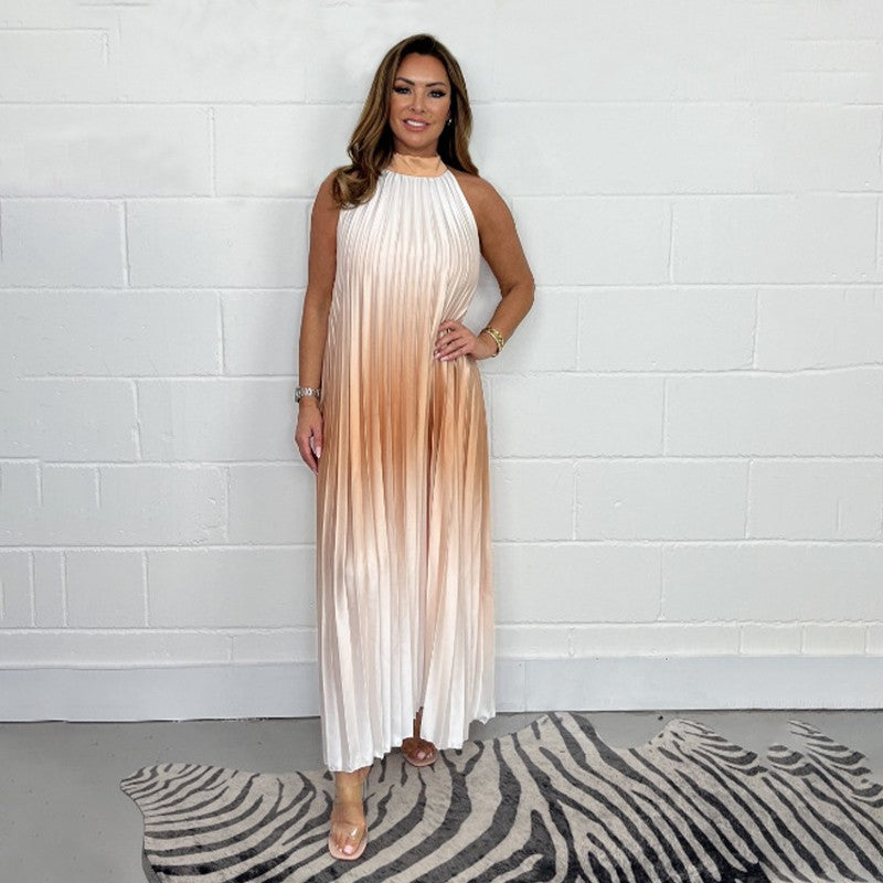 Heidelinde - Vestido Sin Mangas Plisado Con Degradado