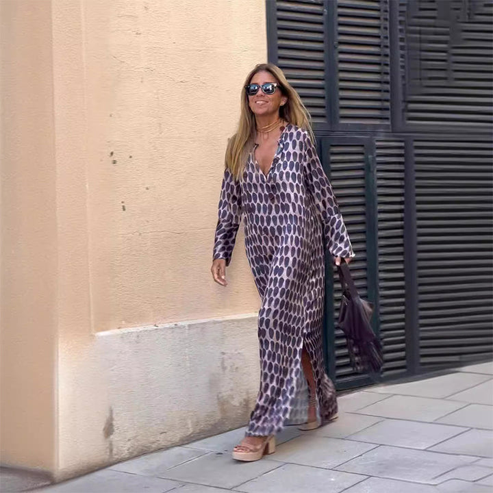 Henar - Vestido Boho De Manga Larga Con Cuello En V