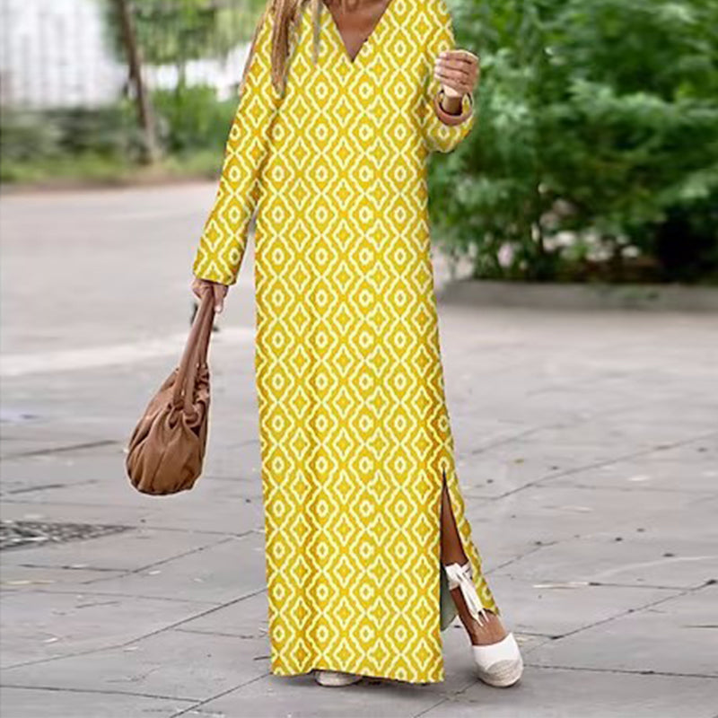 Henar - Vestido Boho De Manga Larga Con Cuello En V