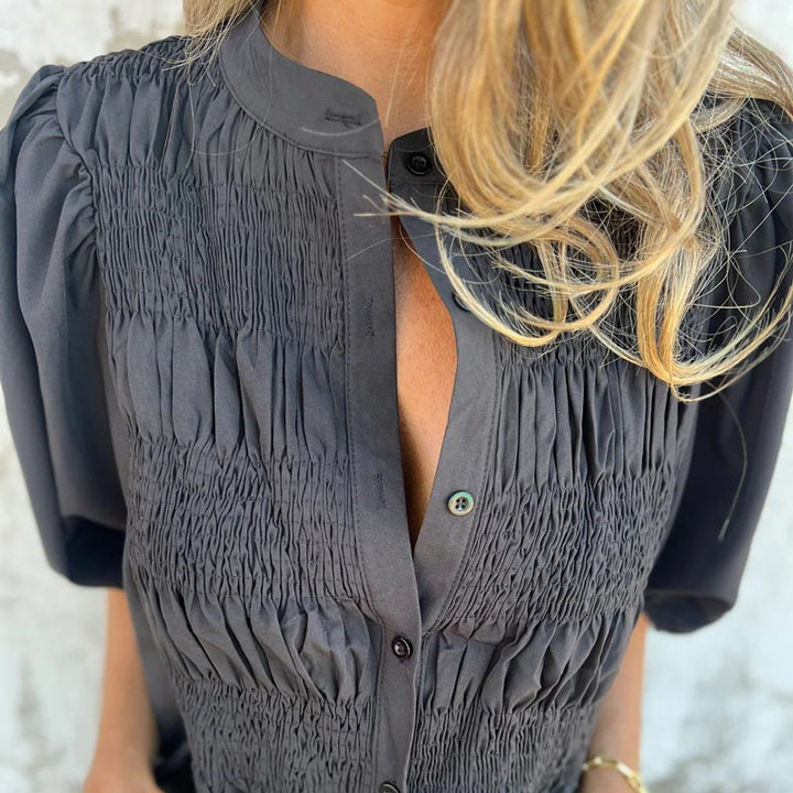 Megan - Blusa con Mangas Abullonadas y Botones