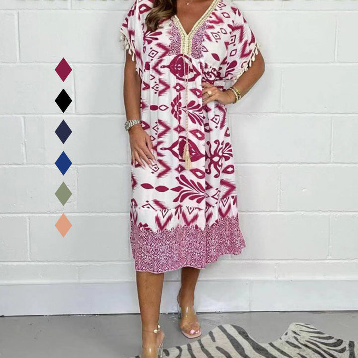 Alyex - Vestido Informal Estampado Con Cuello en V