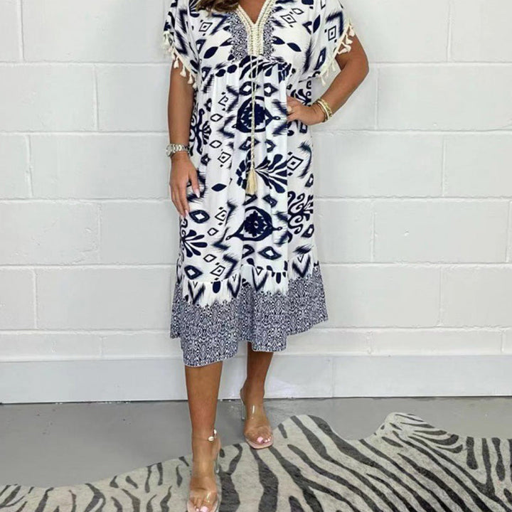 Alyex - Vestido Informal Estampado Con Cuello en V
