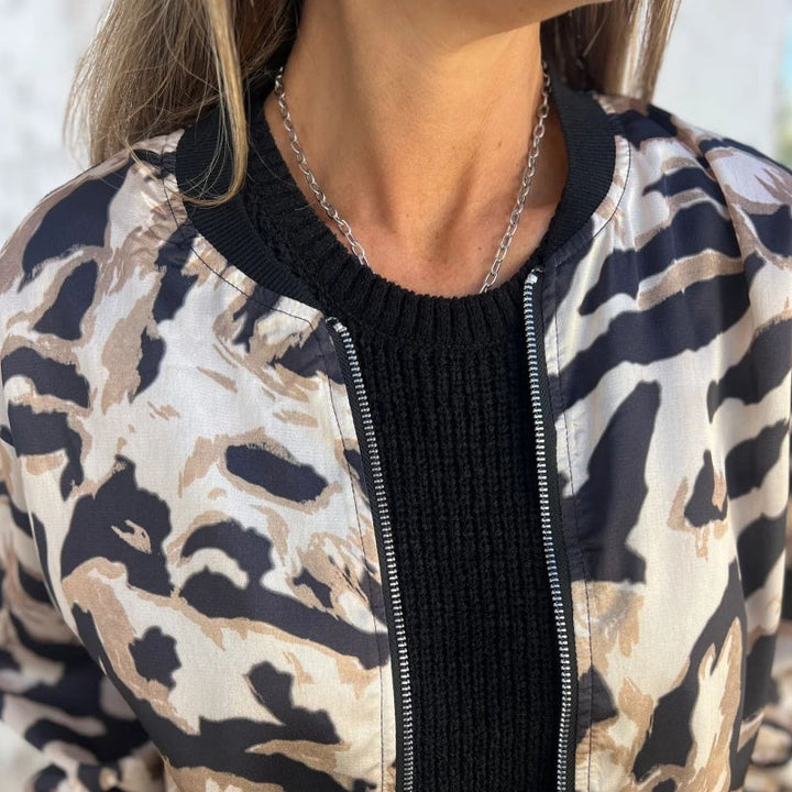 Leezi - Cazadora Con Cremallera y Estampado De Cebra