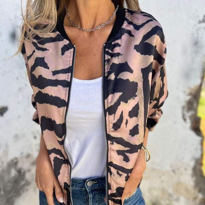 Leezi - Cazadora Con Cremallera y Estampado De Cebra