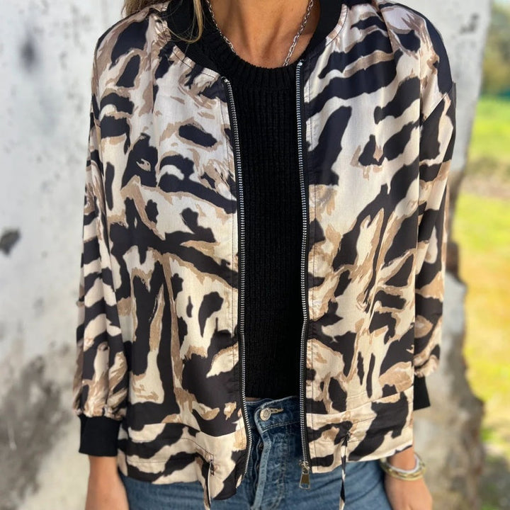 Leezi - Cazadora Con Cremallera y Estampado De Cebra