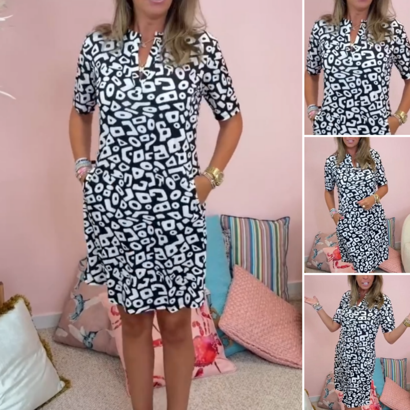 Aluna - Minivestido Informal Con Estampado Geométrico