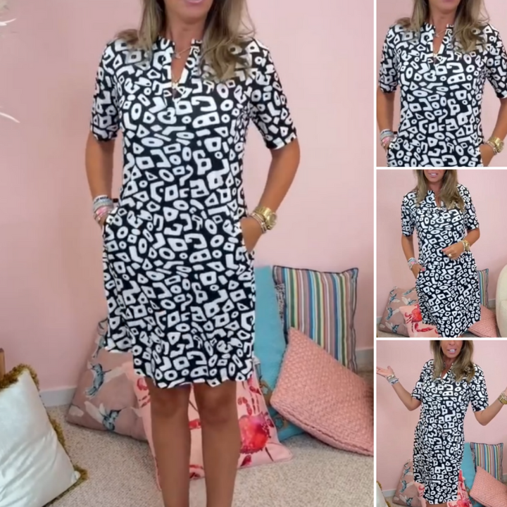 Aluna - Minivestido Informal Con Estampado Geométrico