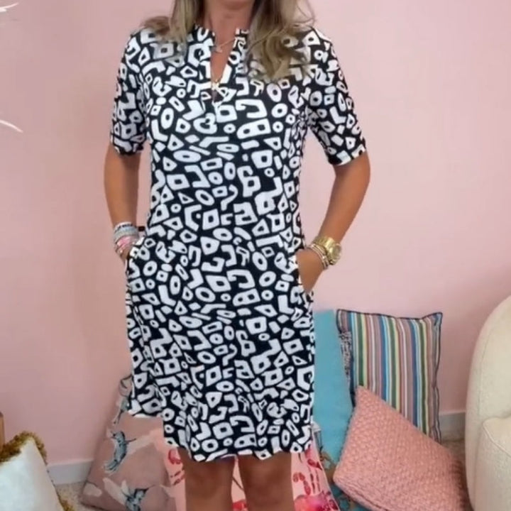 Aluna - Minivestido Informal Con Estampado Geométrico
