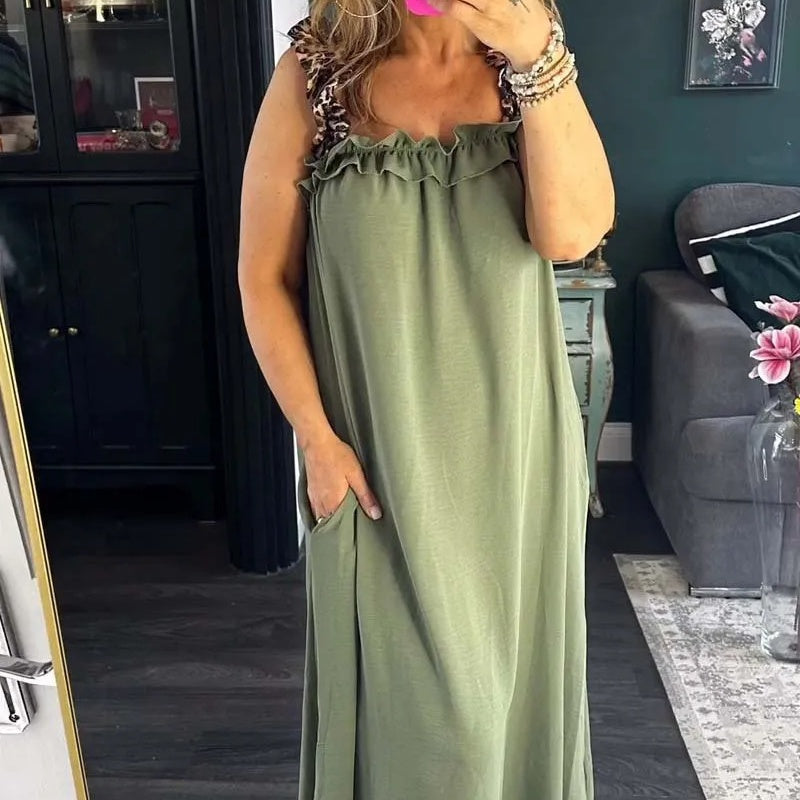 Fiola - Vestido Largo Informal sin Mangas con Bolsillos
