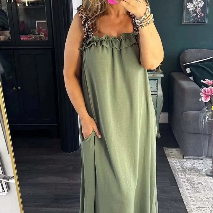Fiola - Vestido Largo Informal sin Mangas con Bolsillos