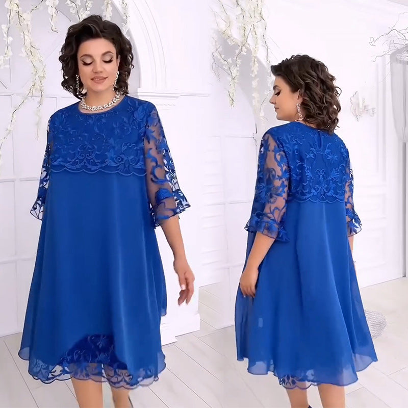 Herminia - Vestido De Encaje Transparente En Una Mirada En Capas