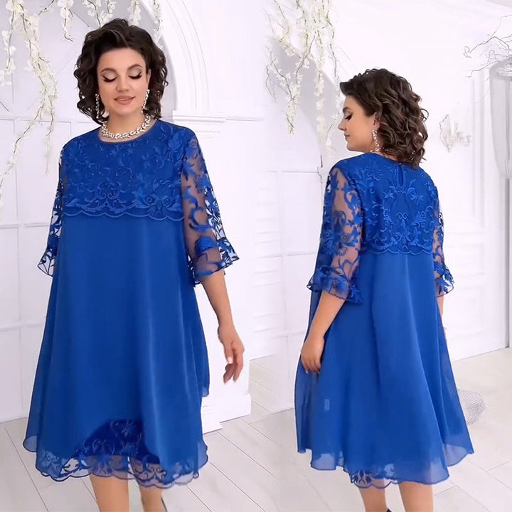 Herminia - Vestido De Encaje Transparente En Una Mirada En Capas
