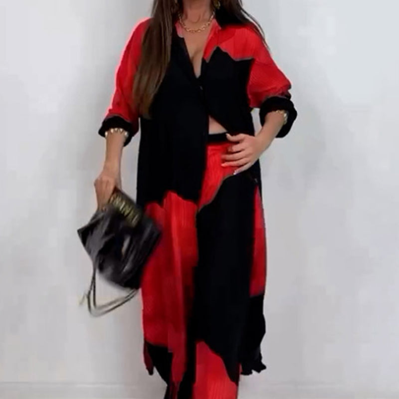 Dionicia - Elegante Camisa Abotonada y Pantalón con Cordón