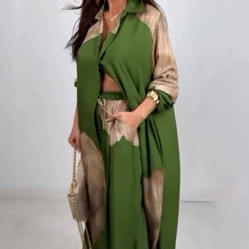 Dionicia - Elegante Camisa Abotonada y Pantalón con Cordón