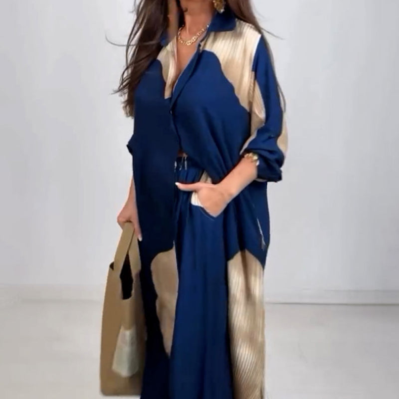 Dionicia - Elegante Camisa Abotonada y Pantalón con Cordón