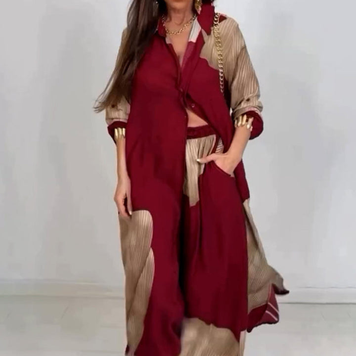 Dionicia - Elegante Camisa Abotonada y Pantalón con Cordón