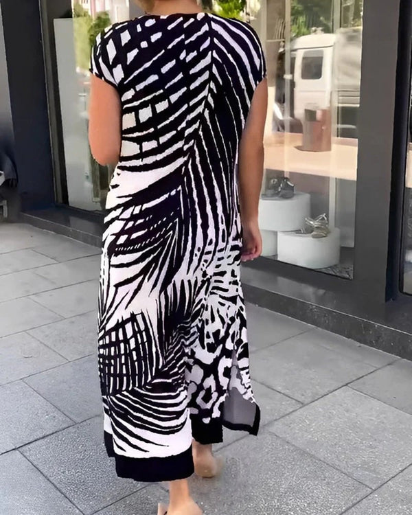 Aliki - Vestido Informal Estampado De Manga Corta