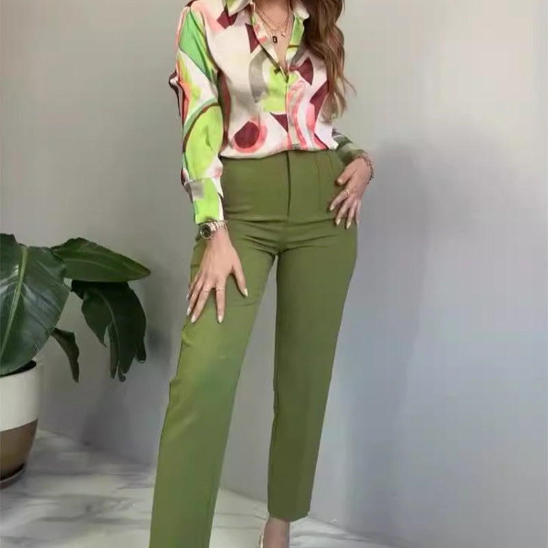 Enid - Camisa y Pantalones Estampados Informales