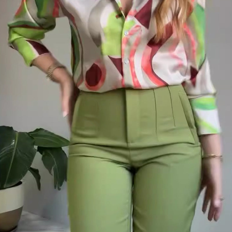 Enid - Camisa y Pantalones Estampados Informales