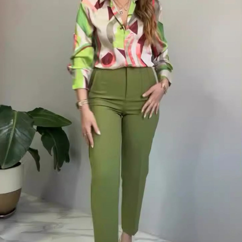 Enid - Camisa y Pantalones Estampados Informales