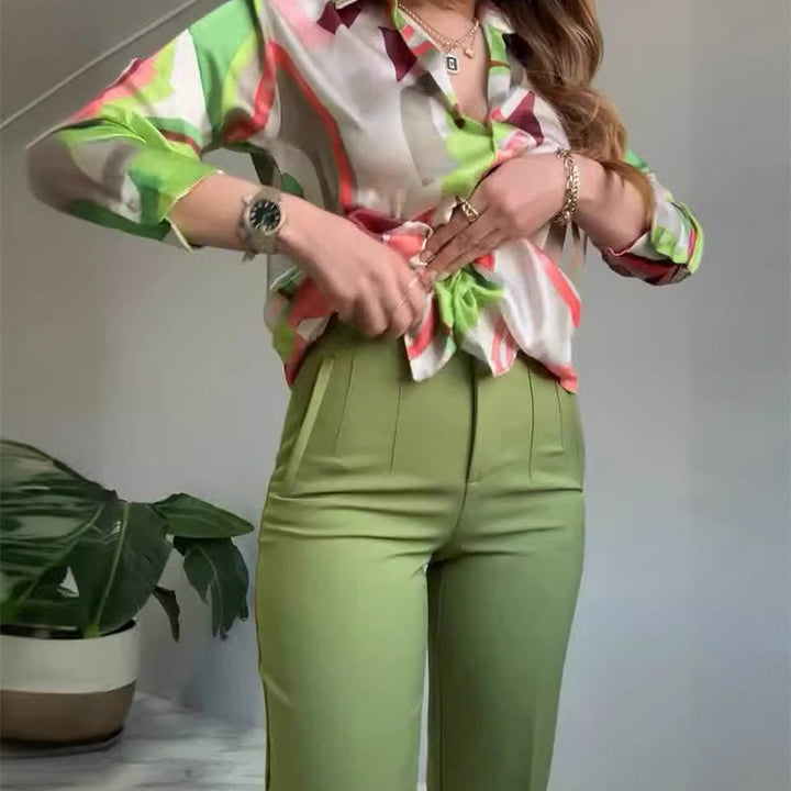 Enid - Camisa y Pantalones Estampados Informales