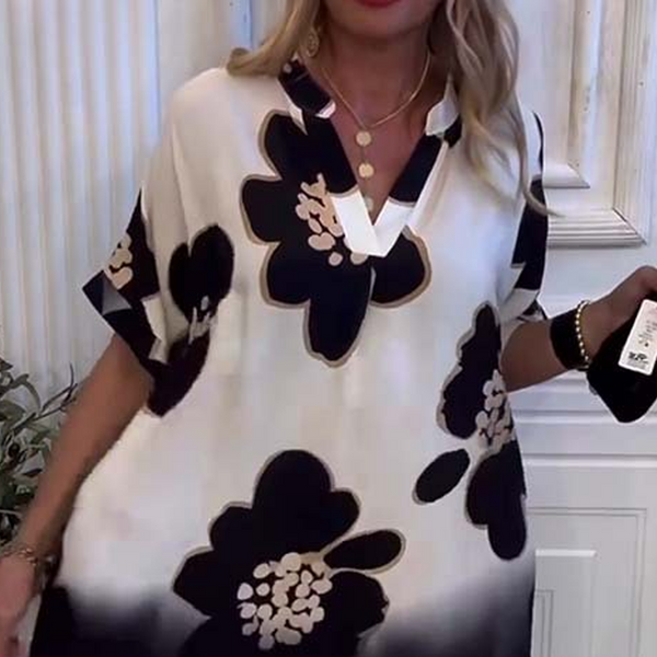 Yarina - Vestido Holgado con Estampado y Escote en V profundo
