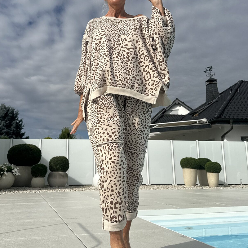Leenora - Conjunto De Dos Piezas Con Estampado De Leopardo