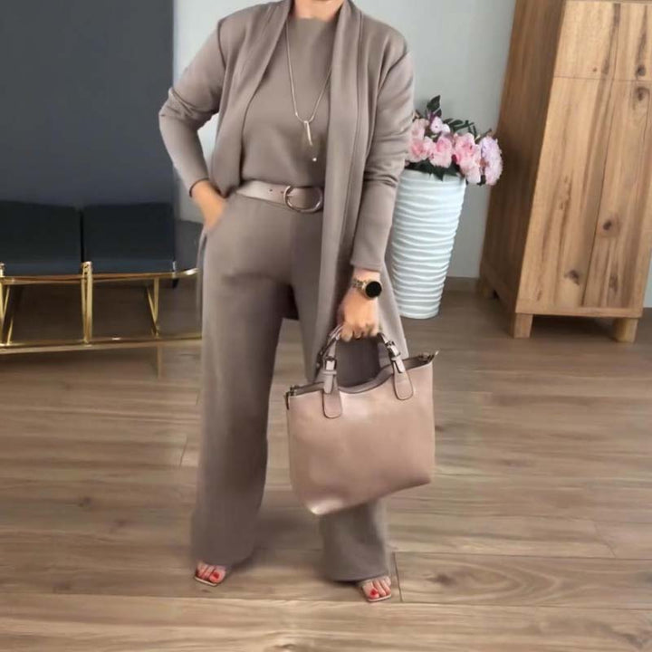 Mouna - Elegante Conjunto De 3 Piezas Con Cárdigan Largo
