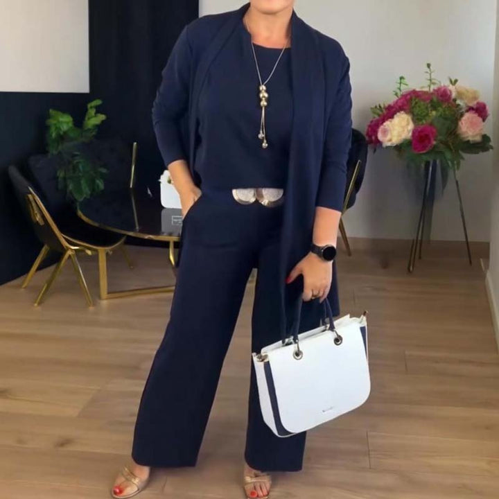 Mouna - Elegante Conjunto De 3 Piezas Con Cárdigan Largo