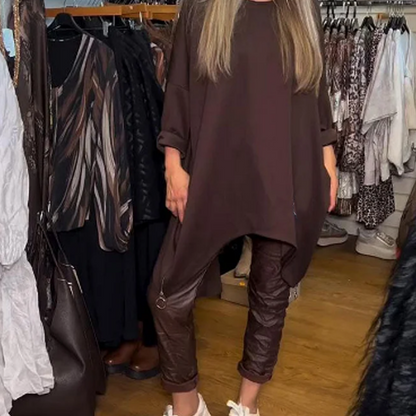 Aldona - Top Asimétrico y Pantalones Lisos