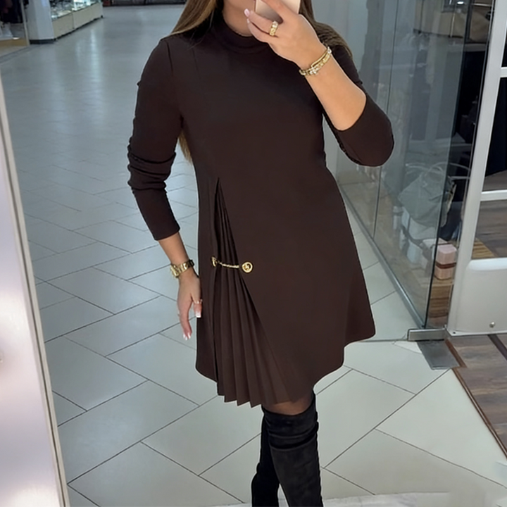Noctura - Vestido Plisado de Manga Larga
