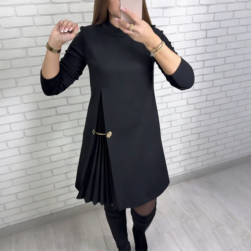 Noctura - Vestido Plisado de Manga Larga