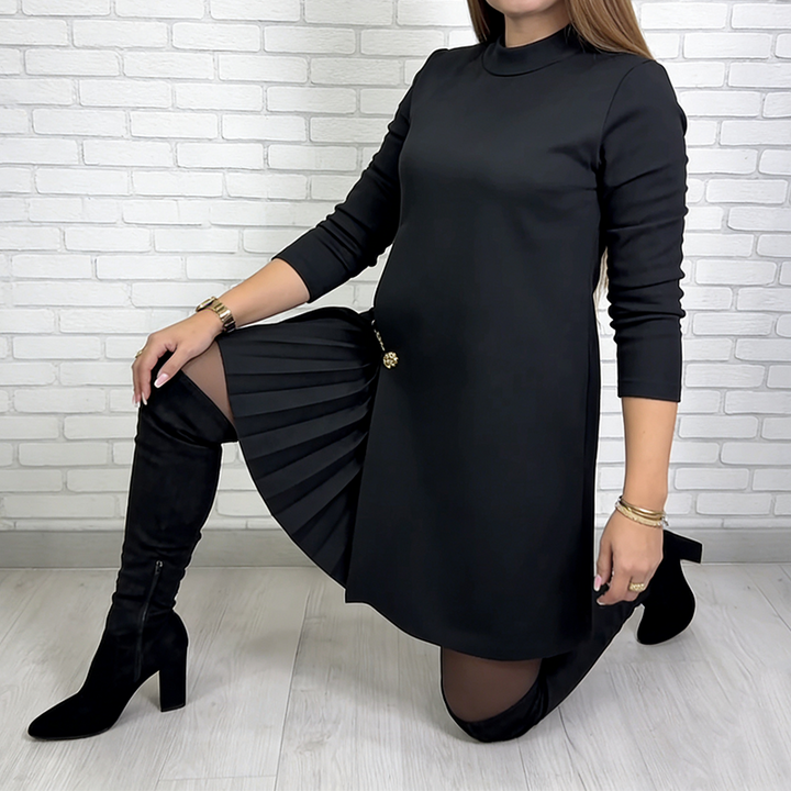 Noctura - Vestido Plisado de Manga Larga