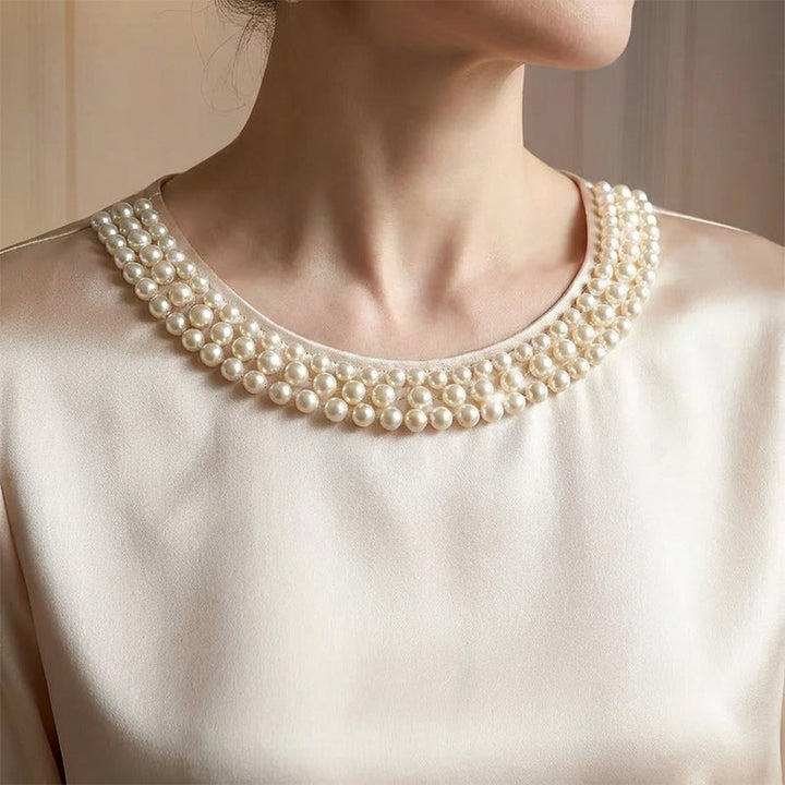 Quitterie - Blusa De Satén Con Cuello De Perlas