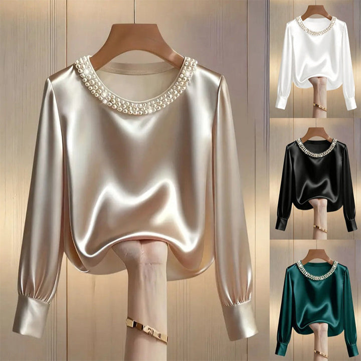 Quitterie - Blusa De Satén Con Cuello De Perlas