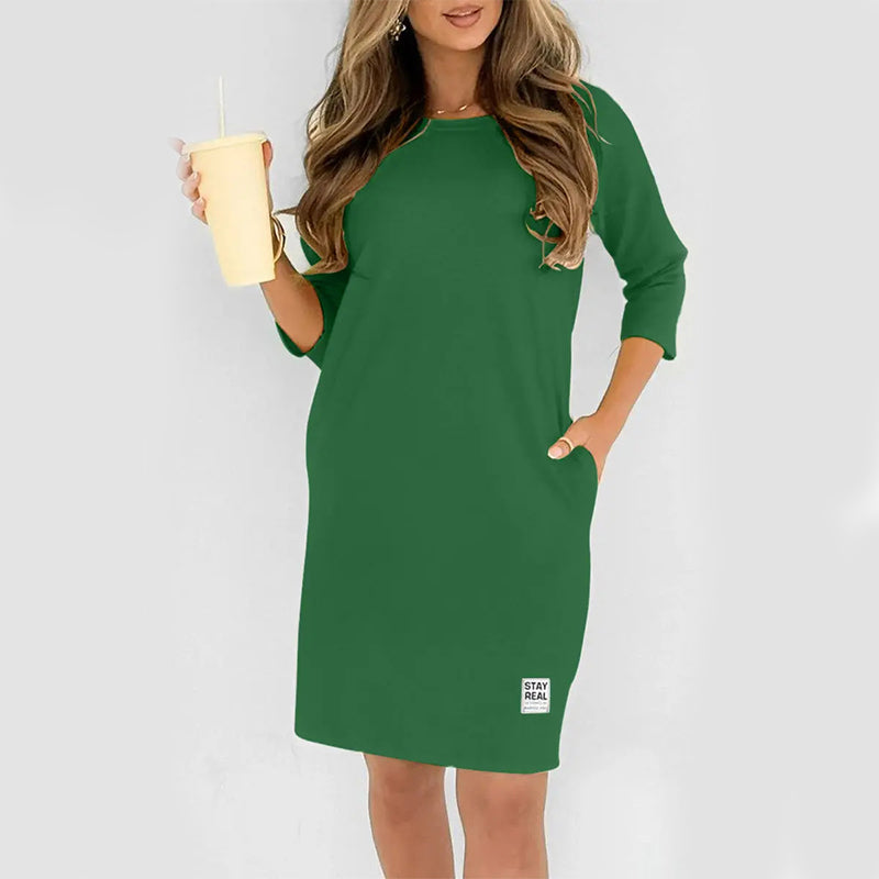 Sidsel - Elegante Vestido Camiseta Con Cuello Redondo