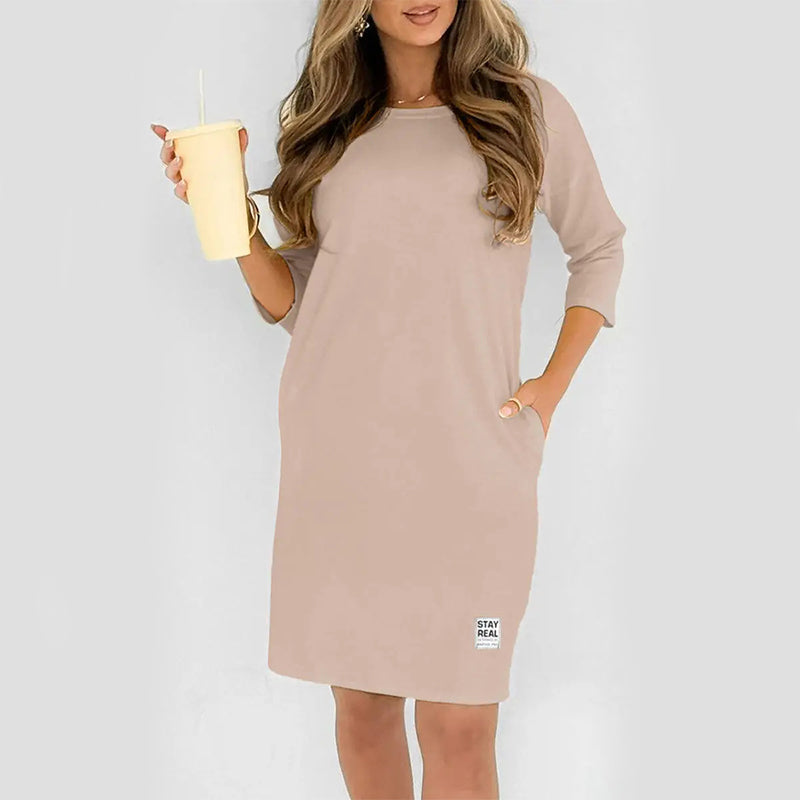 Sidsel - Elegante Vestido Camiseta Con Cuello Redondo