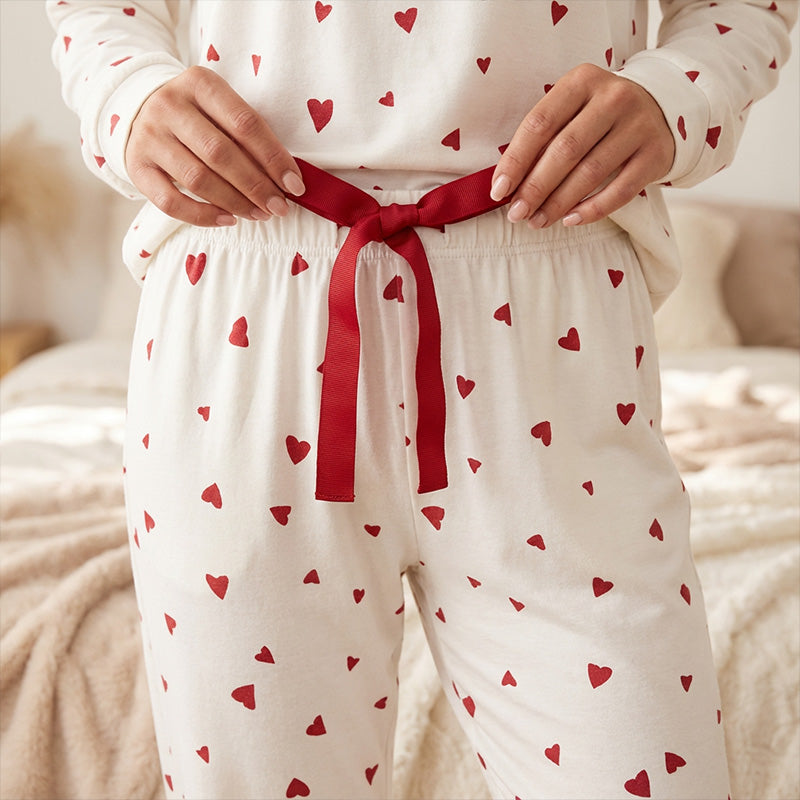 Rugile - Conjunto de Pijama Cómodo Con Estampado de Corazones