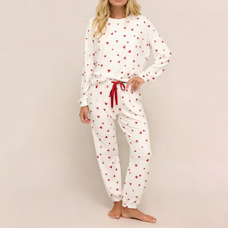 Rugile - Conjunto de Pijama Cómodo Con Estampado de Corazones