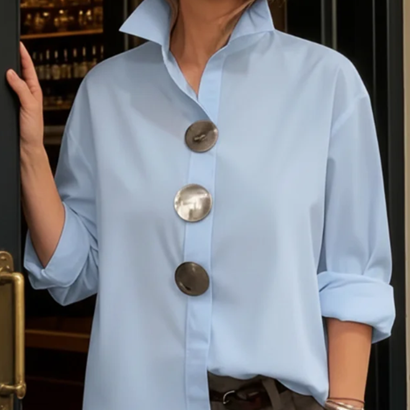 Cvijeta - Blusa Talla Grande Con Botones Metálicos Grandes