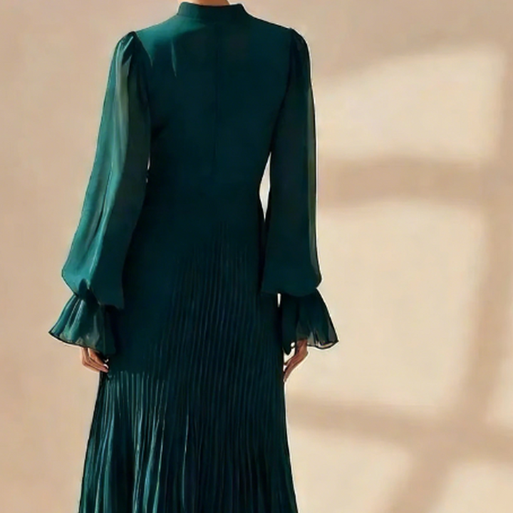 Daryna - Vestido Midi Plisado Con Escote En Forma De Ojo De Cerradura