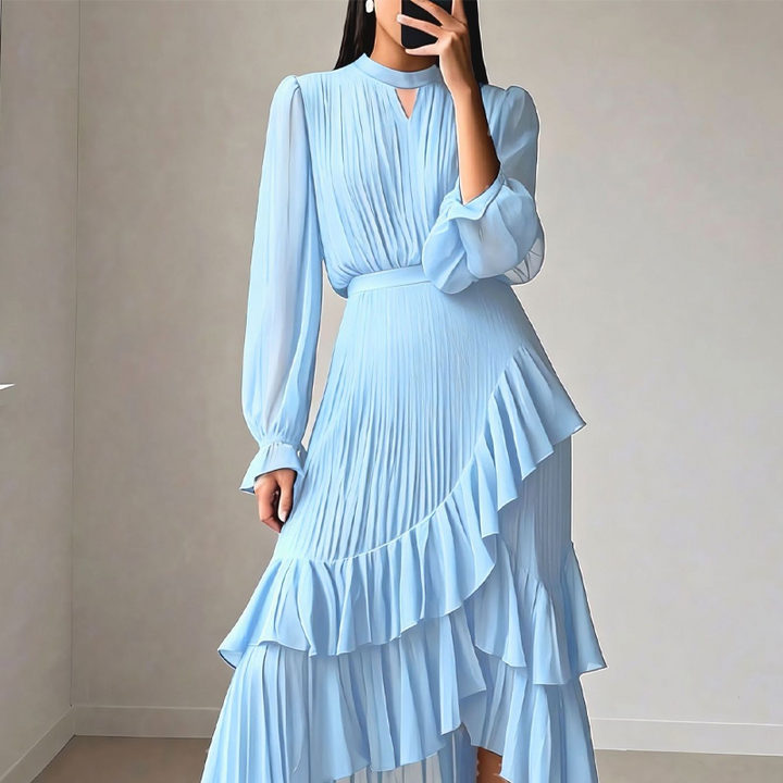 Daryna - Vestido Midi Plisado Con Escote En Forma De Ojo De Cerradura