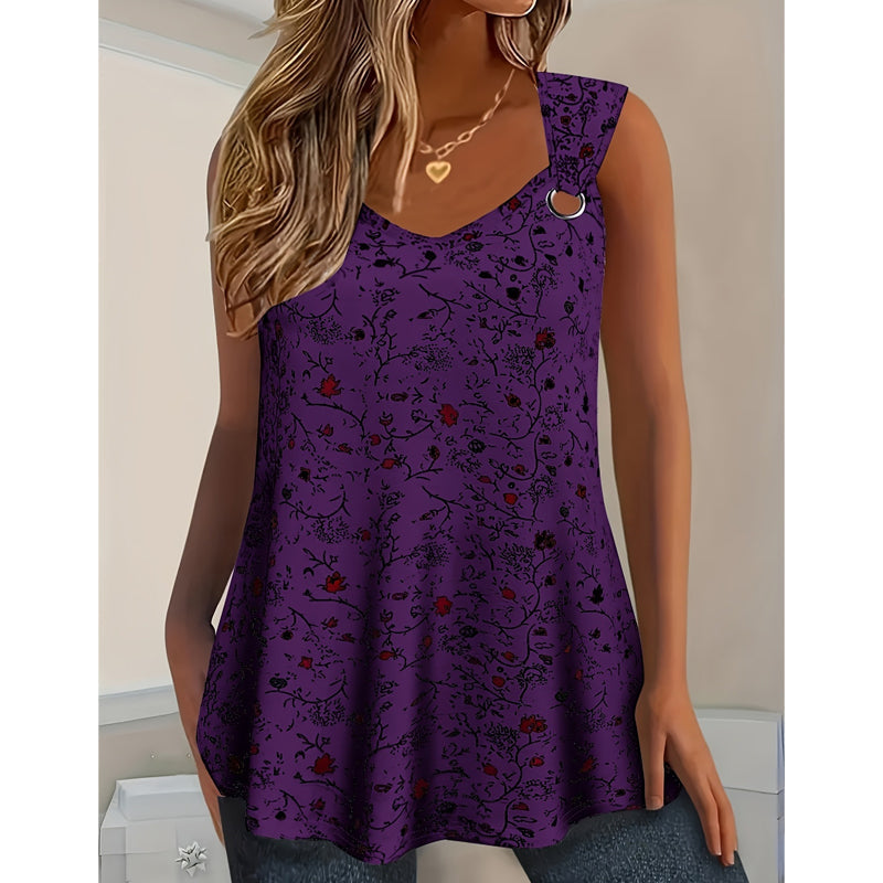Kahina - Camiseta Sin Mangas De Verano Con Estampado Floral
