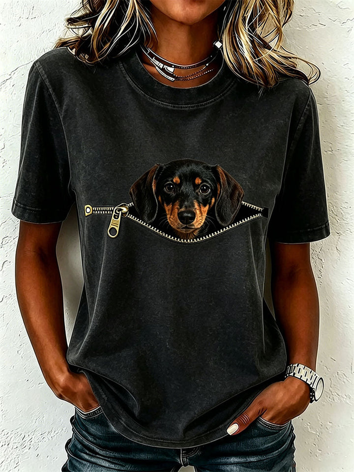 Earcy - Camiseta De Manga Corta Con Diseño De Perro Salchicha