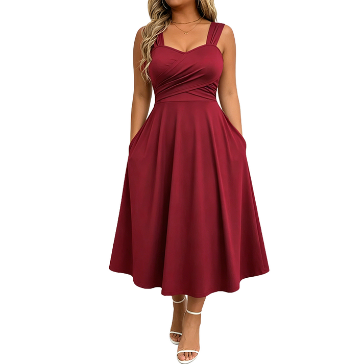 Katjaa - Elegante Vestido Sin Mangas Con Bolsillos
