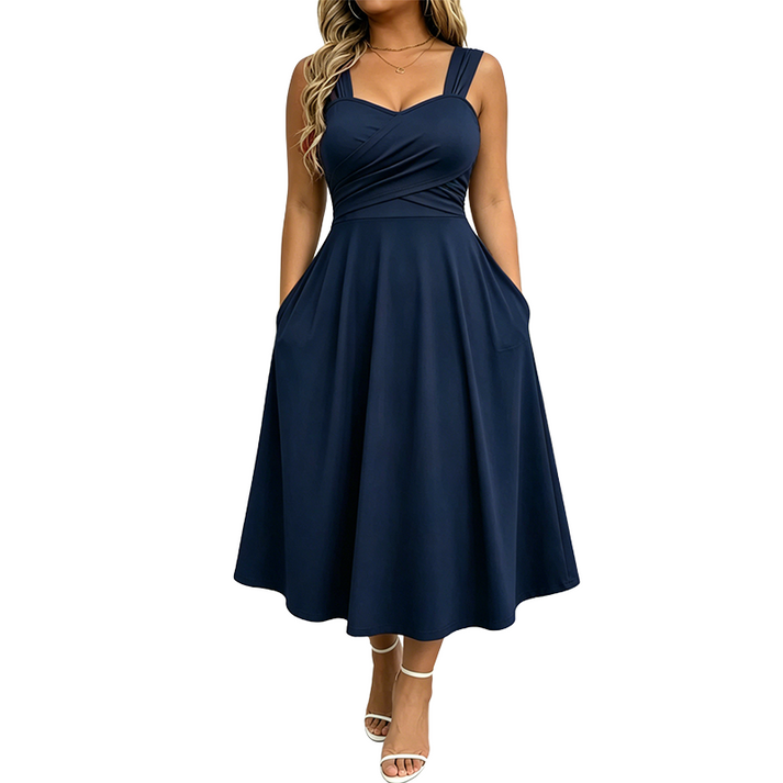 Katjaa - Elegante Vestido Sin Mangas Con Bolsillos