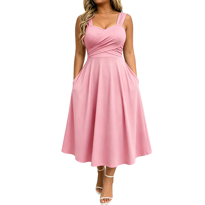 Katjaa - Elegante Vestido Sin Mangas Con Bolsillos